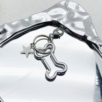 Y2K Punk Star Bone Keychain Gothic Style Love Bag Pendant Decor Korean Fashion Grunge Emo Car Keychain Jewelry
