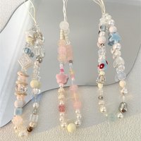 Korean Cute Star Heart Butterfly Beaded Phone Chain Charm Lanyard For iPhone 15 14 Samsung Universal Accessories Jewelry Pendant