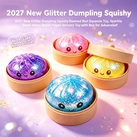 Simulation Glitter Dumpling Squishy Dumplings Sensory Steamer Soft Dough Ball for Decompression Fidget Toy Stress Relief Gift
