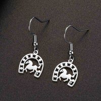 My Shape Horseshoe Drop Earrings for Women Stainless Steel Animal Horse Dangle Earring Jewelry Horse Lover Lucky Gift