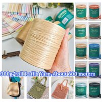 300g/roll Raffia Yarn Handmade Crocheting Imitation Cotton Grass Yarn Recycled Straw Yarn for DIY Crochet Bags Hats & Crafts