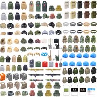 MOC Military Soldiers Figures Building Blocks Combat Backpacks Vests Belt Special Forces Helmet Shield Weapon Set Brick Toys S05