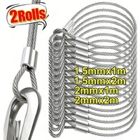 Stainless Steel Wire Cable With Double Looped Ends Heavy Duty Outdoor Travel Hanging Rope Multi-purpose Fixing Ropes For Luggage