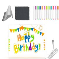 Light Up Drawing Board for Kids Transparent Acrylic Whiteboard with 12-color Pens and Adjustable Fold Stand Dry Erase Light Up