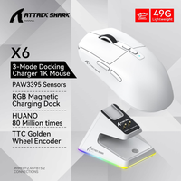 ATTACK SHARK X6 49g Superlight Wireless Gaming Mouse with Magnetic RGB Charging Dock, BT/2.4GHz Wireless/Wired Mouse