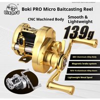 Lizard fishing BOKI PRO mirco drum baitcaster reel with weighs 139g 7.6:1 ratio CNC alloy body shallow spool baitcasting reel