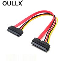 OULLX SATA Male to Female Adapter Cable Converter 22Pin Sata With 7pin+15pin FeMale to FeMale SATA Power Data Cable 30/50cm