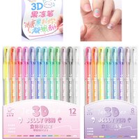 3D Jelly Pens, 8/12 Colors Candy Color Gel Ink Pens, Art Supplies Marker, Handwriting Pens, Ink Pens for Writing Notes