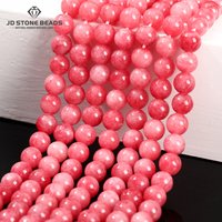 Natural Rhodochrosite Color Chalcedony Beads Loose Spacer Round Bead for Jewelry Making Diy Necklace Bracelet Accessory 15" Inch