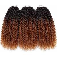Pre Separated T1B/30 Brown Kinky Curly Crochet Human Hair Extensions No Knots Miracle Knots Afro Curly Crochet Hair For Braids