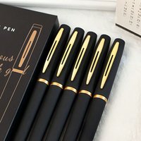 1/10Pcs-Stylish Black Gold Neutral Pen - 0.5mm Fine Tip, High Capacity, Ideal for Offices