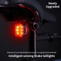 AliExpress NONE Waterproof Smart Brake Bicycle Taillight Type-C Rechargeable Road Bicycle Warning Light 6 Modes MTB Rear Light Bicycle Light