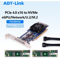 PCIe 4.0 X16 4 port NVMe Adapter Expansion PEX88048 SFF-8654 8i Cable Riser for Graphics Card eGPU Network SSD U.2 M.2 X8 X4