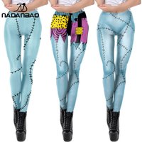 NADANBAO Halloween Movie Sally Cosplay Party Horro Costume Sleeveless Dress Women Slim Jumpsuit Catsuit Zentai Gothic Leggins
