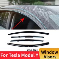 For Tesla Model Y 2019-2023 Window Visors Shade Wind Deflector Sun Rain Guard Brow 4PCS Body Kit Tuning Car Styling Glossy Black