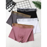 4-Pack Classic Solid Polyester Men's Boxer Briefs,Quick Dry Comfort Underwear for Daily, Travel and Fitness