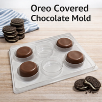 3Pcs Food Grade Chocolate Covered Mold Set with Scraper, PET Round Baking Molds Compatible with Oreo Cookies