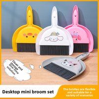 Mini Broom Dustpan Set Cute Animal Design Soft Bristles Compact Cleaning Brush for Kids Pets Home Office Desk Table Countertop