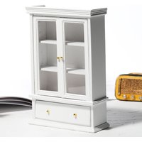 1PCS 1:12 Dollhouse Minatures White Double Door Glass Cabinet Model Dollhouse Accessories