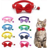 Cat Collar Solid Color Bowknot Puppy Chihuahua Collars with Bell Adjustable Safety Buckle Cats Bow Tie Pets Accessories