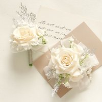 Champagne Artificial Flower Corsages Things for Wedding The Bride Corsage Party Prom Corsages for Ceremony Boutonniere on Hand