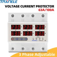 Protecteur de relais de courant de tension triphasé, 3 100A 63A 60A 220V 3P, relais de surtension, limiteur de courant, protection réglable
