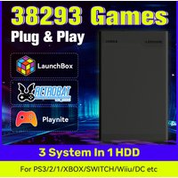 Hyper Base MIX 500G Retro Gaming HDD Launchbox&Playnite&Retrobat for XBOX/PS3/Switch/PS2/PS1/Wiiu/Wii with 38293 Retro&AAA Games
