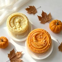 Ghost Candle Decorative Ornament Silicone Mold DIY Halloween Round Cat and Moon Relief Handmade Scented Plaster Ornament Molds