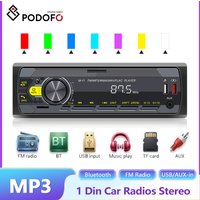 Podofo 1 Din MP3 Radio Samochodowe Audio Stereo FM Wejście Aux Odbiornik SD TF USB 12V Wbudowany Bluetooth Multimedialny Odtwarzacz Radio Samochodowego
