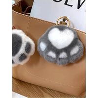 Super Cute Soft Plush Cat Paw keychain Fluffy Warm Comfortable Pink Kitty Hand Key Chain Ring Holder Bag Purse Pendant