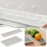 Hot Fruit Dryer Tray Tableware Plastic Plastic Dish Drainer Rectangle Double-Layer Tea Tray Kitchen Organizer