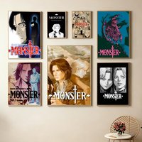 N-Naoki Urasawa S Monster Anime Poster Waterproof Wall Art Sticker For Bar Living Room Vintage Room Decor High Quality