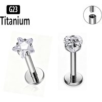 ASTM F136 Titanium CZ Cartilage Earrings 16G 18G Dainty Star Flat Back Studs Tragus Conch Helix Nose Labret Lip Piercing Jewelry