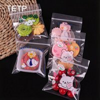 TETP 100Pcs Cartoon PE Transparent Snack Toy Plastic Self-Sealing Bags Accessories Hair Clips Cookie Candy Keychain Packaging