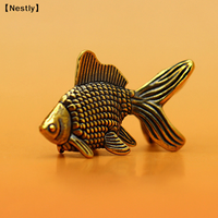 Goldfish Figurines Retro Brass Lucky Animal Statue Ornament Home Decor Desk Decoration Tea Pet Cute Gifts〔Nest〕