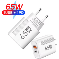 GaN 65W USB C Fast Charger EU/US Plug Phone Charger Adapter For iPhone Samsung Xiaomi Huawei Quick Charge PD Type C Wall Charger