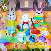 Ostern Urlaub Aufblasbare Modell Spielzeug Kaninchen Karotte Ostern Eier Dekor Gebaut-in LED Licht Outdoor Hof Garten Party Hause Ornament
