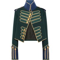 Women 18th Century Victorian Military Hussar Officer Costume Jacket Civil War Military Inspired Fashion Green Blazer Coat Custom