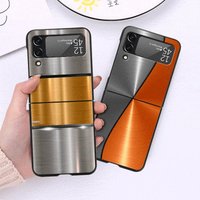 Dark Brushed Metal Texture Case for Samsung Galaxy Z Flip 4 3 5 5G Flip Shockproof Capa 6.7 Inches Hard PC ZFlip 4 Phone Cover