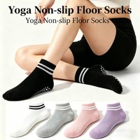 Grip Non Slip Yoga Pilates Socks for Women, Double Stripes Anti Skid Silicone Grip Floor Socks, Non Slip Athletic Workout Ballet