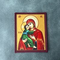 Orthodox Virgin Mary Printed Patch Religious Icon Tactical Morale Badge Hook & Loop Patch for Backpacks Vests