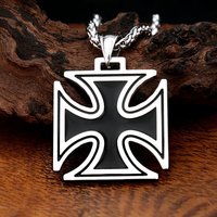 Vintage 316L Stainless Steel Cross Pendant Necklace For Men Fashion Classic Knights Templar Iron Necklaces Biker Jewelry Gifts
