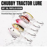 Topwater Plopper Fishing Lures with Rotating Tail, Long Casting Floating Propeller Bait for Bass, Pike & Musky