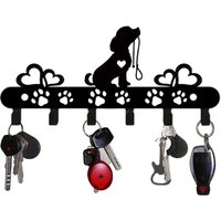 Dog Key Holder, Adorable Pet-Themed Metal Wall & Door Mounted Organizer for Keys, Coats, Hats with Easy Installation, Decorative