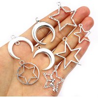 20pcs Antique Silver Plated Moon Star Handmade Charms Pendant Metal DIY Jewelry Making Accessories Findings Necklace Bracelet