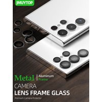 Jmuytop Protector Kamera für Samsung Galaxy S22 S23 Ultra Aluminium legierung Metall gehärtetes Glas Full Cover Kamera Objektivs chutz