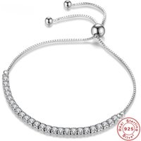 Cute nice 925 Sterling Silver Bracelet Elegant Zircon Crystal Chain for Women Fashion Noble Engagement Wedding Hot Gift