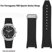 Für Ferragamo F80 Sports Series Uhrenarmband, wasserdicht, Kerbe, hochwertiges Silikon, schwarzes Uhrenarmband für Herren, 26 mm