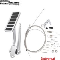 Universal Polished Throttle Pedal, Braided 36" Throttle Cable Kit with 24" Sleeve and Cab & Cab Bracket Aluminum