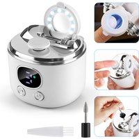 Electric Nail Clipper with Magnifier LED Light Nail Trimmer Scissors Dual-Blade Opening Nail Cutter Polisher for Kids Adults
